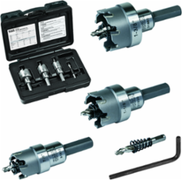 Carbide Hole Cutter Set, 4-Piece, 7/8-Inch to 1-3/8-Inch, Includes Extra Pilot Bit