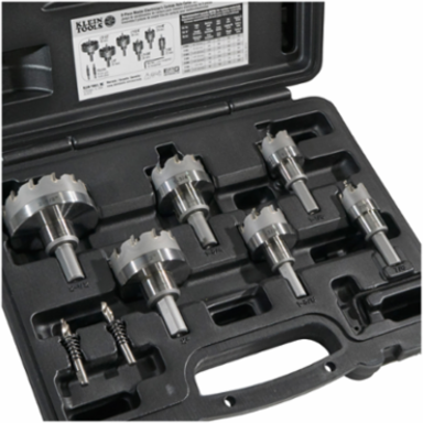 Master Electrician Hole Cutter Kit, 8-Piece Set, Cuts Up to 3/16 Inch Thick