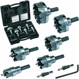 Master Electrician Hole Cutter Kit, 8-Piece Set, Cuts Up to 3/16 Inch Thick