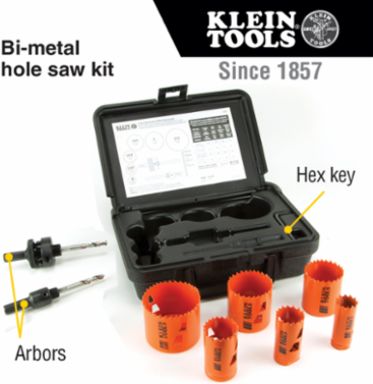 Bi-Metal Hole Saw Kit 8-Piece, Includes 7/8-Inch to 2-1/2-Inch Saws