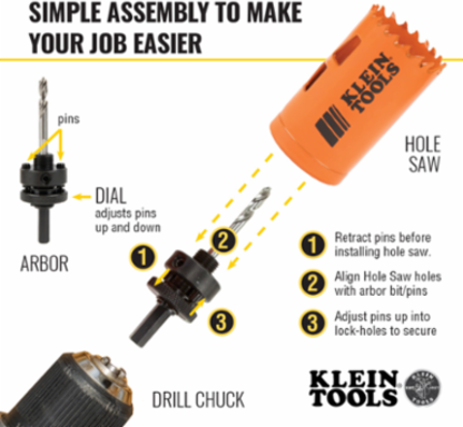 Bi-Metal Hole Saw Kit 8-Piece, Includes 7/8-Inch to 2-1/2-Inch Saws