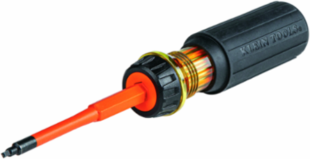 Insulated Flip-Blade Screwdriver, 2-in-1, Square #1 & #2 Bit, 3.5 Inch Shaft