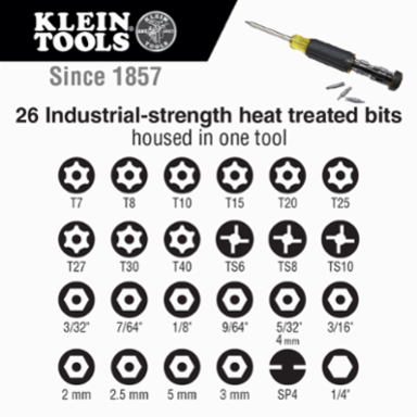 27-in-1 Magnetic Multi-Bit Tamperproof Screwdriver, 1/4 Inch Nut Driver, Cushion Grip