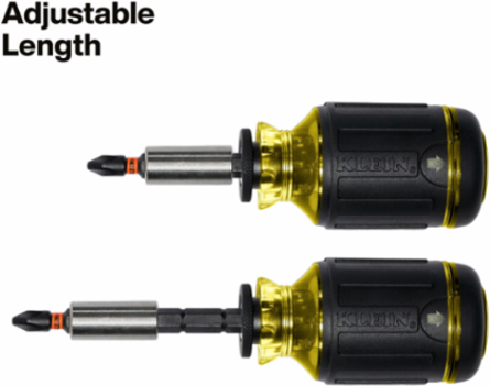 8-in-1 Stubby Magnetic Screwdriver, 4.81 Inch Overall Length, Adjustable Shank 1 to 2.75 Inch