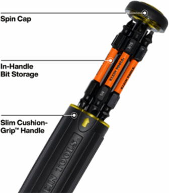 13-in-1 Ratcheting Screwdriver with Cushion-Grip Handle, 1/4 Inch Nut Driver