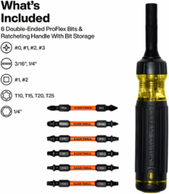 13-in-1 Ratcheting Screwdriver with Cushion-Grip Handle, 1/4 Inch Nut Driver