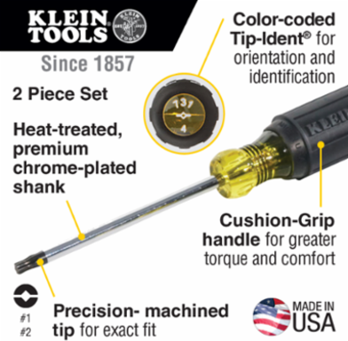 Combination Tip Screwdriver Set, 2-Piece, 4 Inch, Cushion-Grip Handle, 1.5 lbs