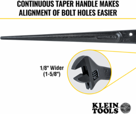 Adjustable Spud Wrench 16 Inch, 1-5/8 Inch Jaw Capacity, Tether Hole