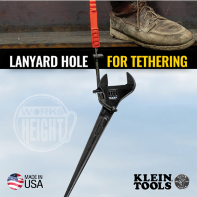 Adjustable Spud Wrench 16 Inch, 1-5/8 Inch Jaw Capacity, Tether Hole