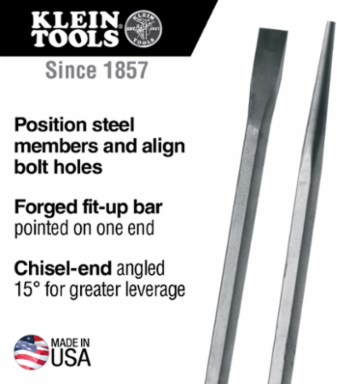 Hex Bar 24 Inch, 15° Angle Chisel End, Hardened Steel, 2.5 lbs