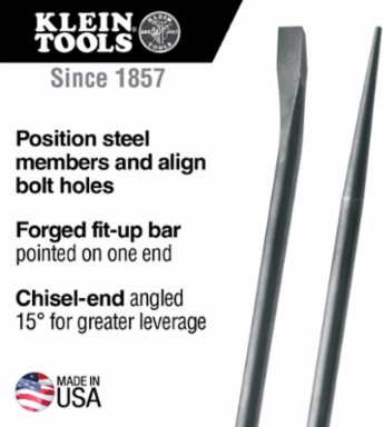 Round Connecting Bar 30 Inch Length, 3/4 Inch Diameter, 15-Degree Chisel-End