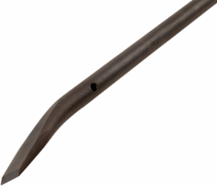 36 Inch Round Bar with 15-Degree Chisel End, Tether Hole, Steel, 5.31 lbs