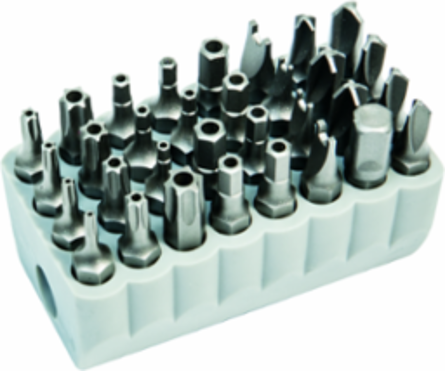 32-Piece Tamperproof Bit Set with TORX®, Magnetic Storage, Includes Hex & Spanner Bits