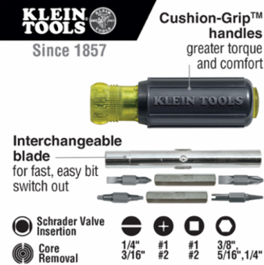Multi-Bit Screwdriver, 11-in-1 with Cushion Grip Handle, Includes 3/8 Inch Nut Driver