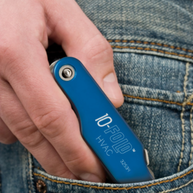 10-Fold Screwdriver with Schrader Valve Core, Includes 5/16" & 1/4" Nut Drivers, 8.75" Length