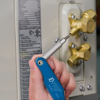 10-Fold Screwdriver with Schrader Valve Core, Includes 5/16" & 1/4" Nut Drivers, 8.75" Length