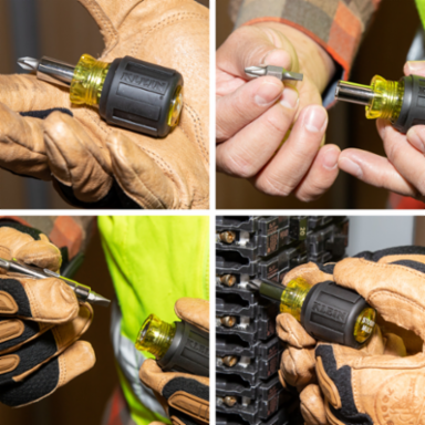 Multi-Bit Stubby Screwdriver Nut Driver 6-in-1, 3.25 Inch Length, Cushion Grip