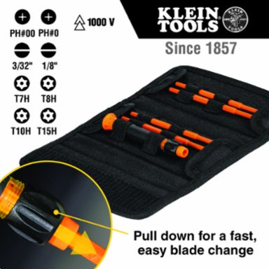 8-in-1 Insulated Precision Screwdriver Set with 1000V Rating, 6 Pieces