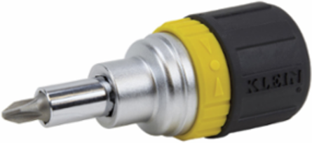 Multi-Bit Stubby Ratcheting Screwdriver, 6-in-1 with Cushion Grip Handle and Nut Drivers