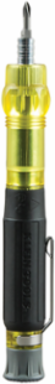 Multi-Bit Electronic Pocket Screwdriver 4-in-1, 6.625 Inch Length, Cushion Grip Handle