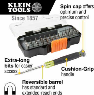 Precision Screwdriver Set with 39 Bits, Magnetic, Cushion Grip, 6.35 Inch