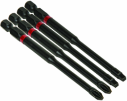 Pro Impact Power Bits 4-Pack, 4 Inch, S2 Steel, #2 Phillips & Square
