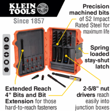 Pro Impact Power Bit Set, 26-Piece with 1-1/4 Inch Bits and S2 Steel Construction