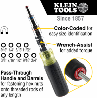 9-in-1 Pass Through SAE Multi-Nut Driver, Magnetic