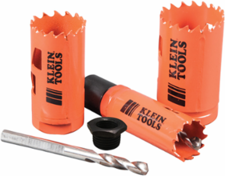 Electrician's Hole Saw Kit - 7/8", 1-1/8", 1-3/8" Bi-Metal Saws, 2.6 lbs