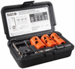 Electrician's Hole Saw Kit - 7/8", 1-1/8", 1-3/8" Bi-Metal Saws, 2.6 lbs