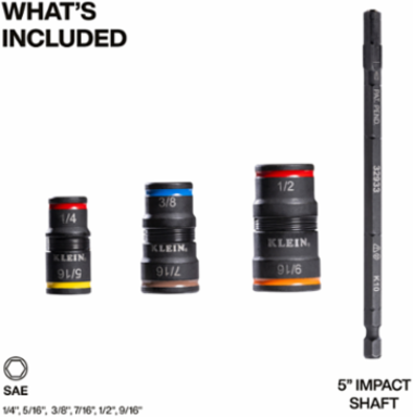 7-in-1 Impact Flip Socket Set, Hex Sizes 1/4 to 9/16 Inch, Steel Alloy