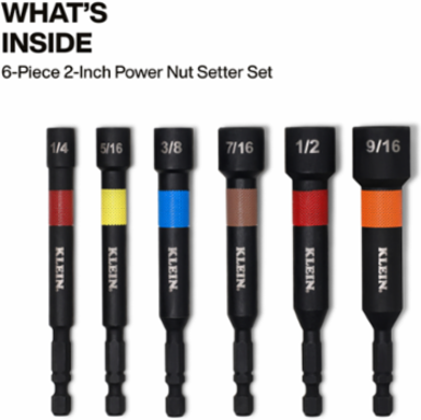 Magnetic Power Nut Setters, 4-Inch Shaft, 6-Piece