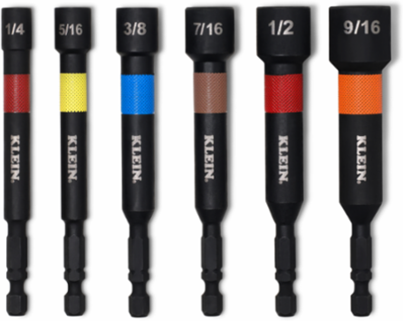 Magnetic Power Nut Setters, 4-Inch Shaft, 6-Piece