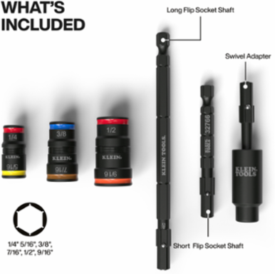 Impact Flip Socket Set With Swivel Adapter, 6 Piece