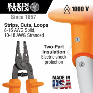 1000V Insulated Tool Kit - 8-Piece, Includes Pliers, Wire Stripper, 4.25 Inch Height