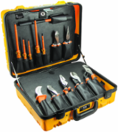 Utility Tool Kit Case with Combination Lock, 13.77 Inch Width, Yellow Plastic