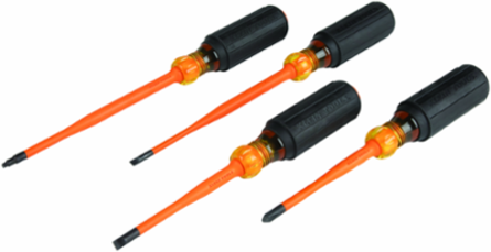 Slim-Tip Insulated Screwdriver Set, 4-Piece, 1000-Volt Rated