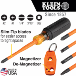 6-Piece Slim-Tip Insulated Screwdriver Set, 1000V Rated, 4 Inch & 6 Inch Shanks