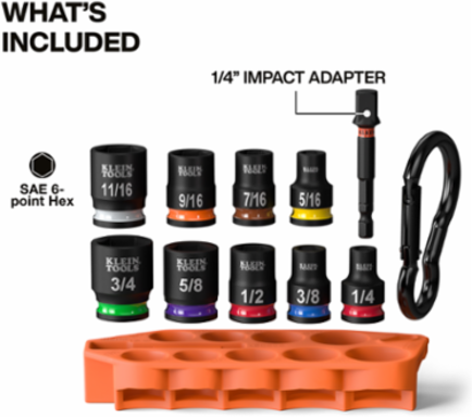 Grab-And-Go Impact Socket Set, SAE, 10-Piece