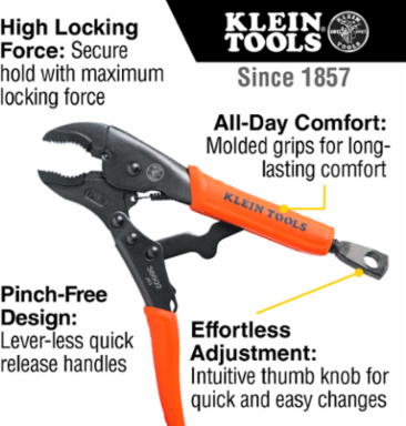 Curved Jaw Locking Pliers, 10-Inch