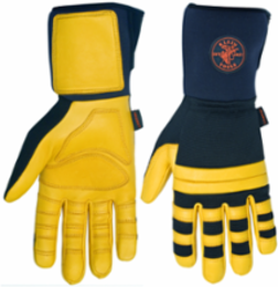 Lineman Work Gloves Extra Large Leather with 4 Inch Cuffs and Padded Knuckles