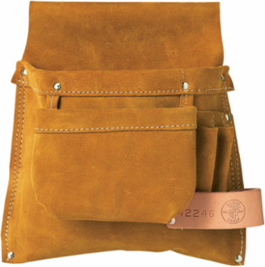Left-Hand Leather Tool Pouch, Fits Up to 3 Inch Belt, 4 Pockets, 0.72 lbs