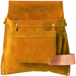 Left-Hand Leather Tool Pouch, Fits Up to 3 Inch Belt, 4 Pockets, 0.72 lbs