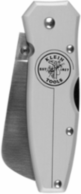 Lightweight Lockback Knife 2-1/2 Inch Coping Blade, Silver Anodized Aluminum Handle