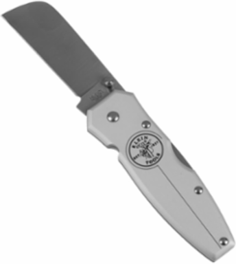 Lightweight Lockback Knife 2-1/2 Inch Coping Blade, Silver Anodized Aluminum Handle