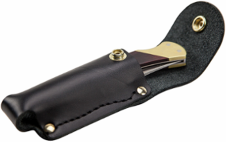 Sportsman Knife 3-3/8 Inch Drop Point Blade with Leather Snap Case and Ebony Wood Handle