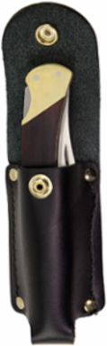 Sportsman Knife 3-3/8 Inch Drop Point Blade with Leather Snap Case and Ebony Wood Handle