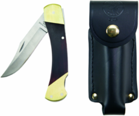 Sportsman Knife 3-3/8 Inch Drop Point Blade with Leather Snap Case and Ebony Wood Handle