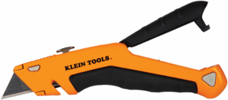 Klein-Kurve® Retractable Utility Knife, 6.5 Inch Closed, Rubber Handle, 440A Stainless Steel Blades