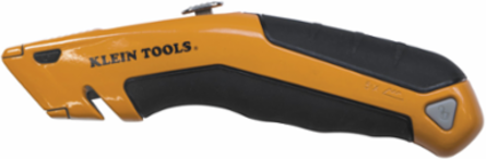 Klein-Kurve® Retractable Utility Knife, 6.5 Inch Closed, Rubber Handle, 440A Stainless Steel Blades